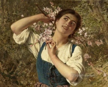 ソフィー・ゲンゲンブレ・アンダーソン Painting - 花を持つカプリ島の少女 ソフィー・ゲンゲンブレ・アンダーソン